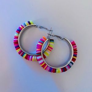 Bright Multicolor Hoops Neon Earrings